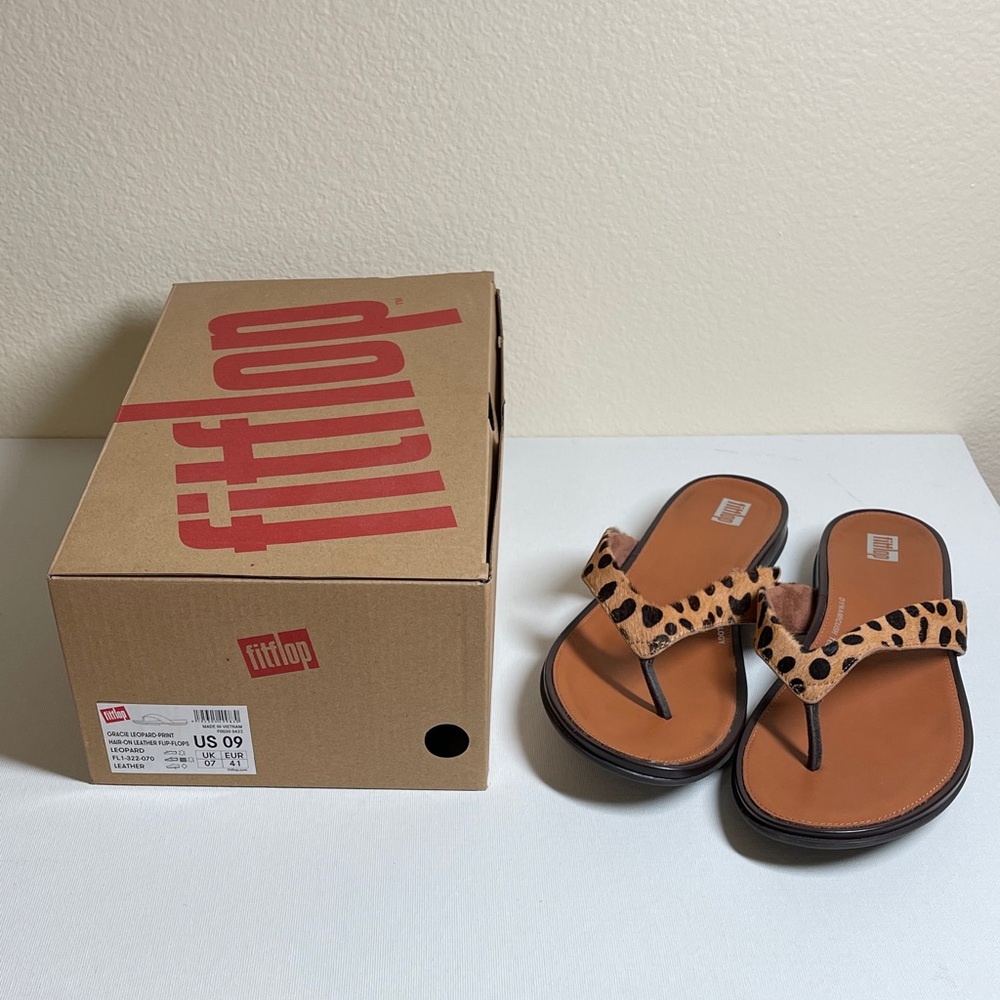 FitFlop Tan and Black Animal Print Sandals